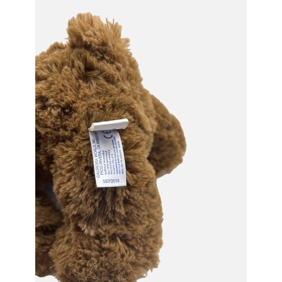 Aurora World  Brown 10" Bear Coco 2018 Red Bow Black Glass Eyes Brown Nose - Picture 6 of 8